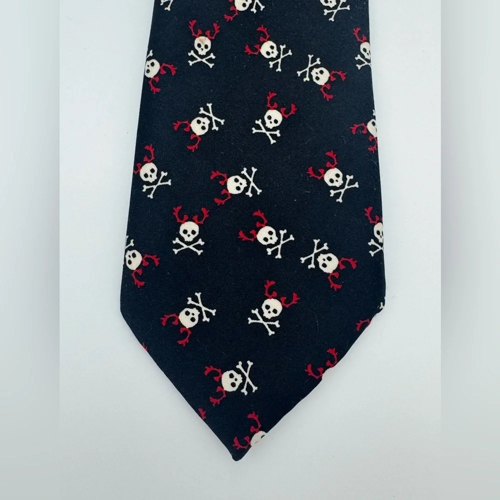 Baby Gap clip on neck tie fun skeleton pattern black formal dressy